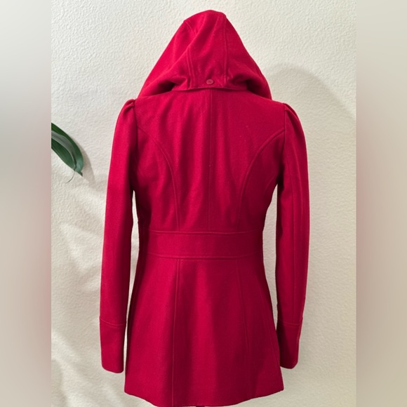 NWNOT Guess Red Wool Blend Button Front Overcoat Women Coat Size Small - Picture 2 of 3
